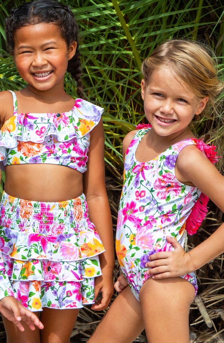 Shade Critters Kids' Summer Garden Fringe One-Piece UPF 50+ Swimsuit, Alternate, color, Pink Multi