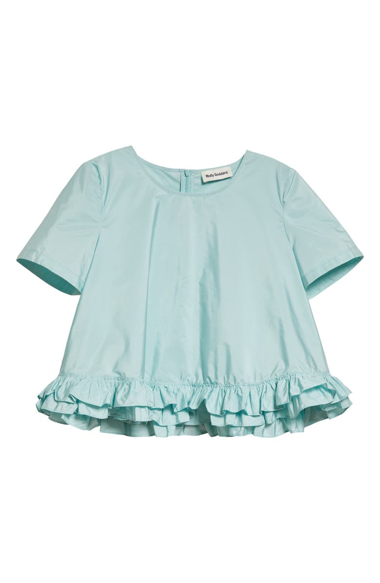 Molly Goddard Julia Tiered Ruffle Hem Taffeta Top, Alternate, color,