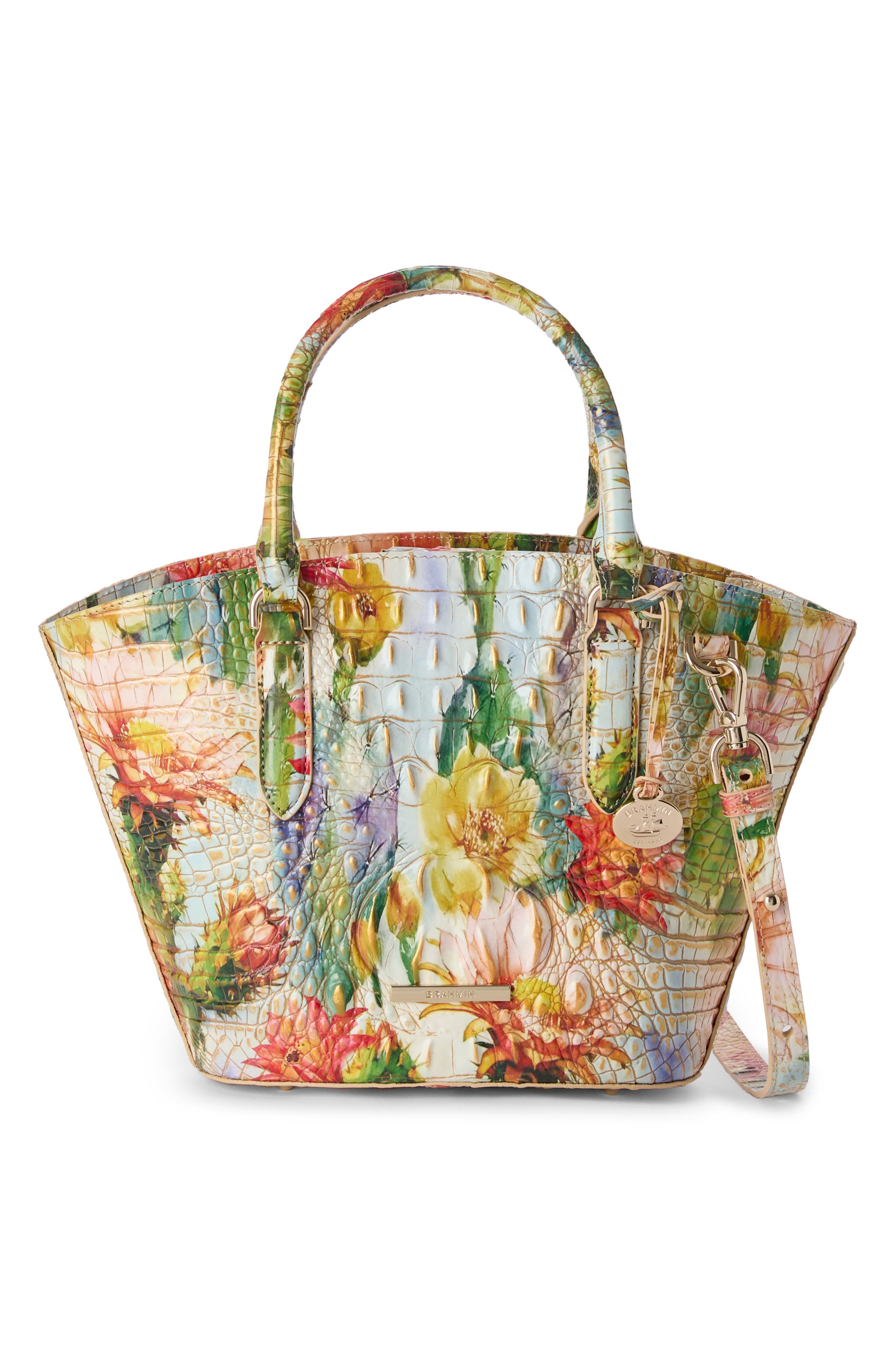 Brahmin Jenny Croc Embossed Leather Satchel, Alternate, color, 