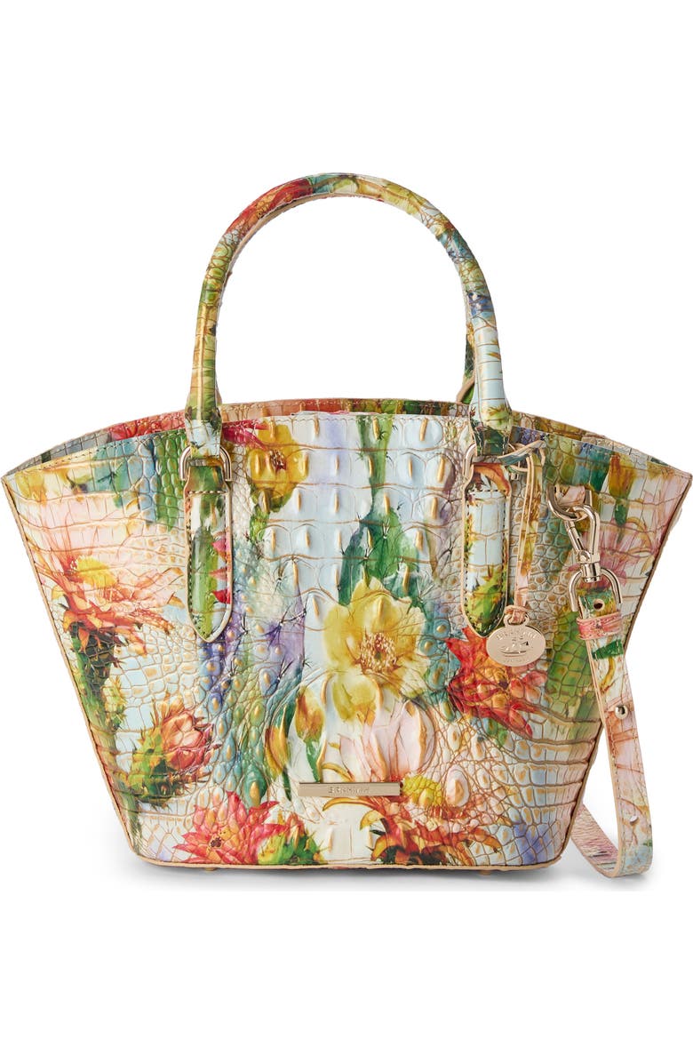 Brahmin Jenny Croc Embossed Leather Satchel, Alternate, color, Succulent Bloom