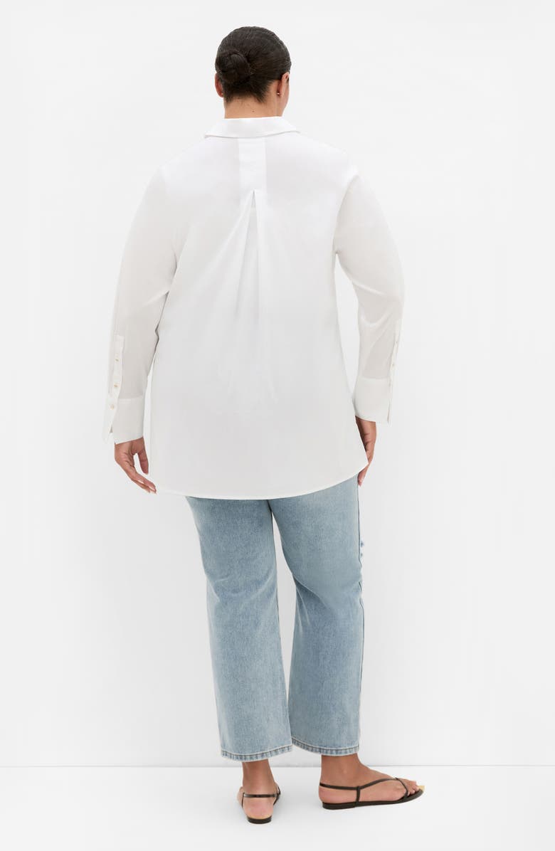 City Chic Elevated Stretch Woven Button-Up Shirt, Alternate, color, White