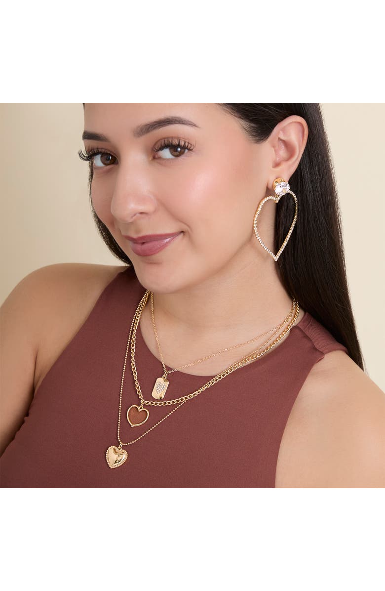 Jessica Simpson Glass Stone Heart Earrrings, Alternate, color, Silver