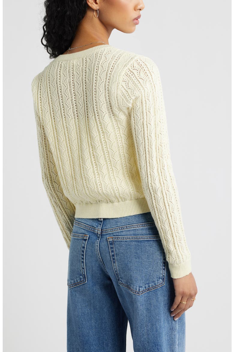 Pointelle Knit Cardigan, Alternate, color, YELLOW FROST
