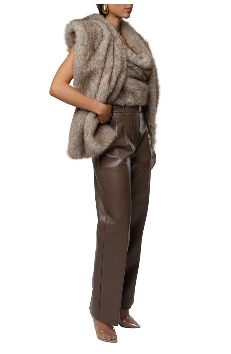 JLUXLABEL Winter Bliss Faux Fur Wrap, Alternate, color, Ivory/Brown