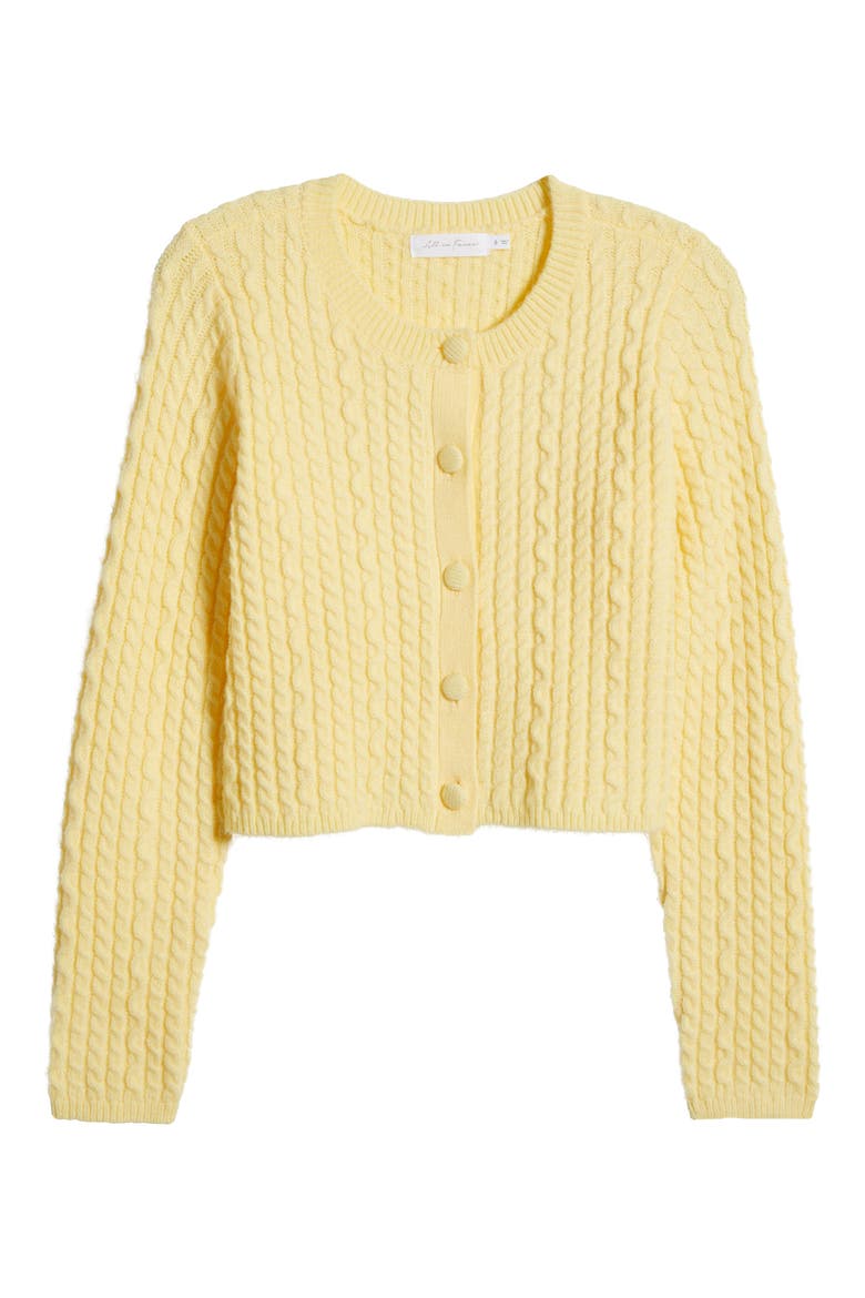 Crop Cable Cardigan, Alternate, color, LEMON