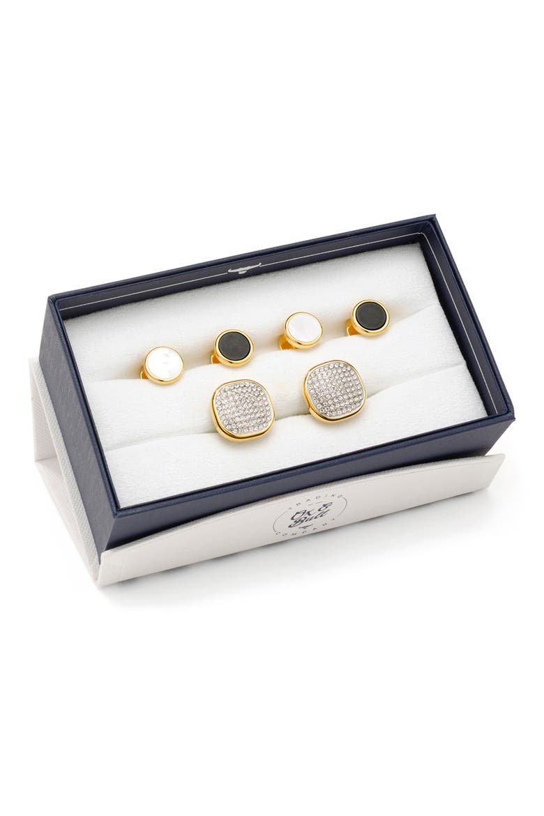 Pavé Cuff Link & Reversible Stud Set, Alternate, color, SILVER