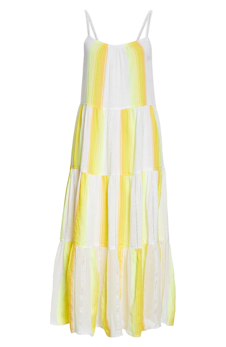lemlem Mazaa Cascade Stripe Tiered Midi Cover-Up Dress, Alternate, color, 
