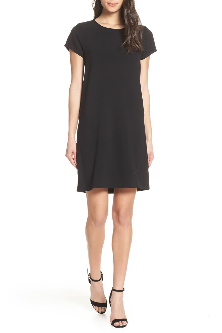 Crepe Shift Dress, Main, color, BLACK