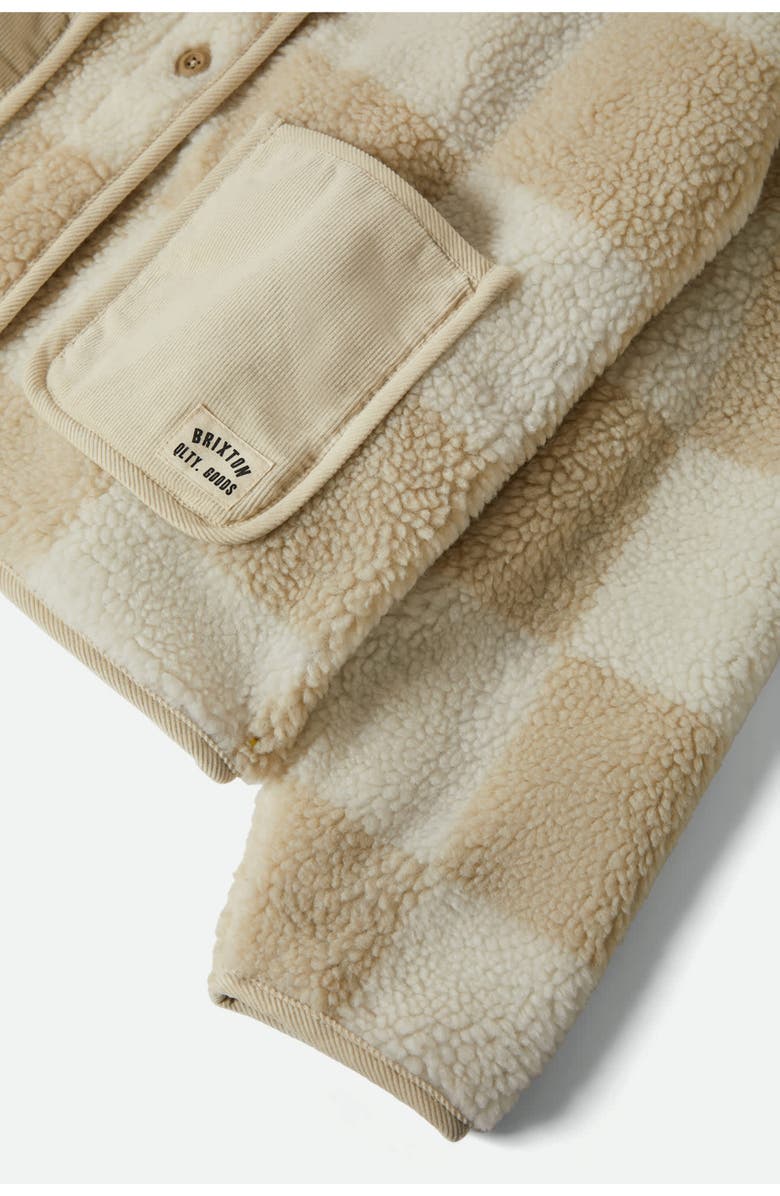 Brixton Delilah Plaid High Pile Fleece Jacket, Alternate, color, White Natural Finish Line Chec