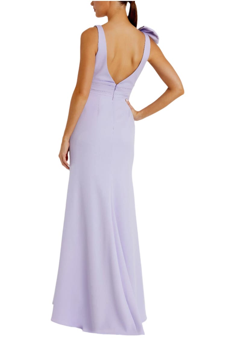 Sleeveless V Neck Bow Detail Mermaid Gown, Alternate, color, Lilac