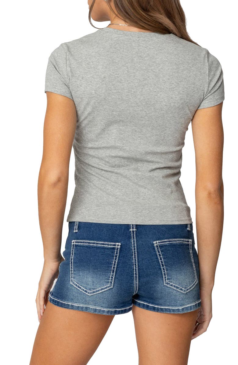 EDIKTED Narla Leopard Print Star Stretch Cotton T-Shirt, Alternate, color, Gray-Melange