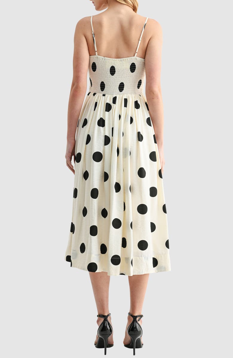 Lush Polka Dot Fit & Flare Midi Dress, Alternate, color, Cream Black Dot