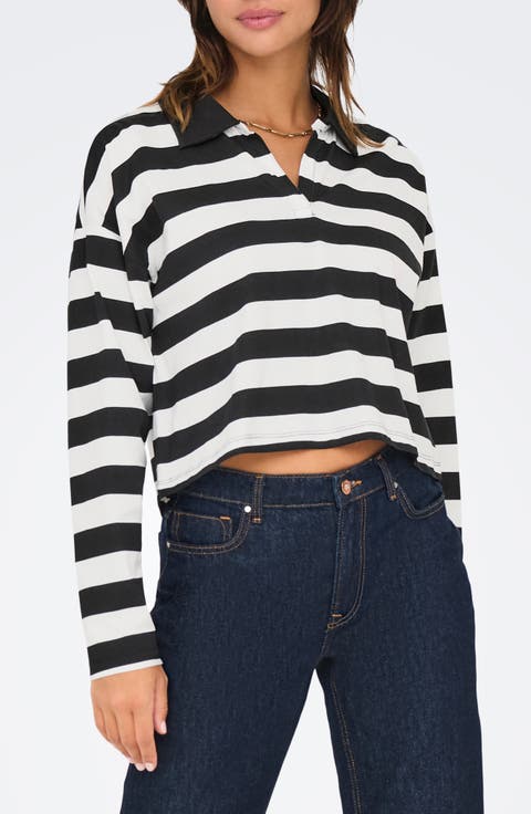May Life Stripe Boxy Polo Top