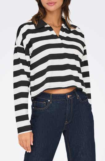 Only May Life Stripe Boxy Polo Top