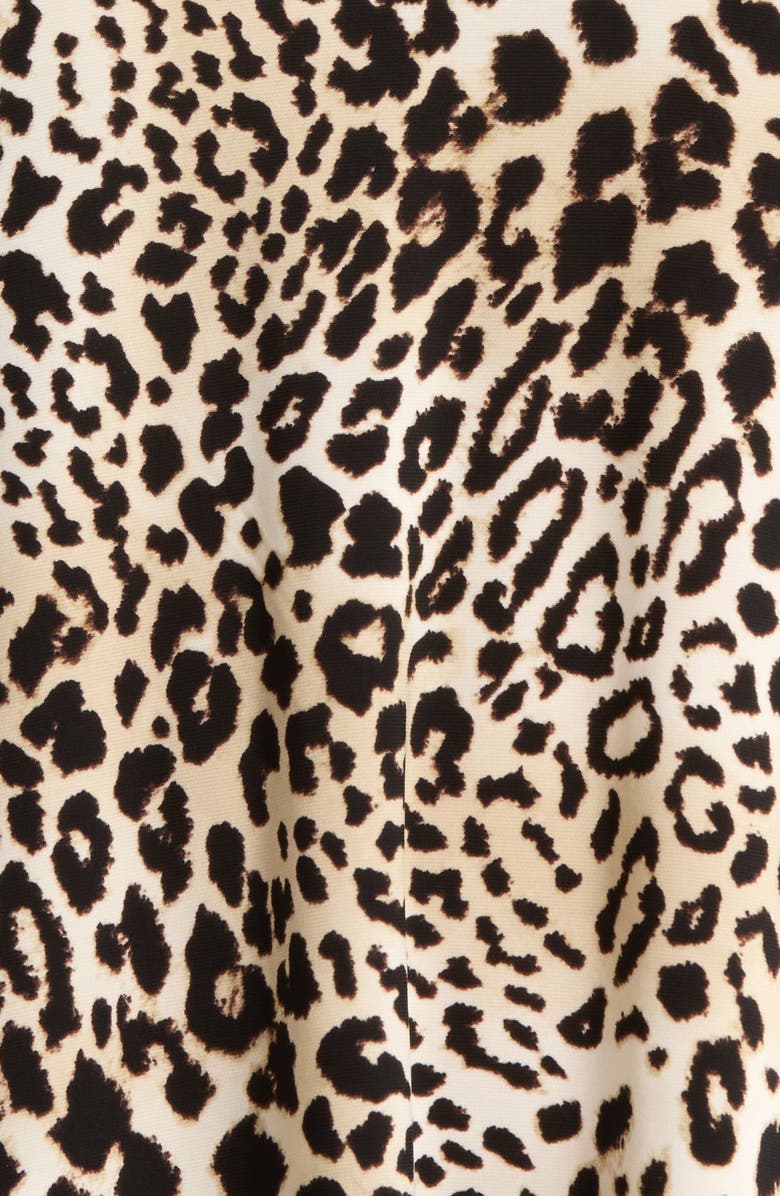 AK ANNE KLEIN Leopard Print V-Neck Swing Dress, Alternate, color, Anne Black Multi