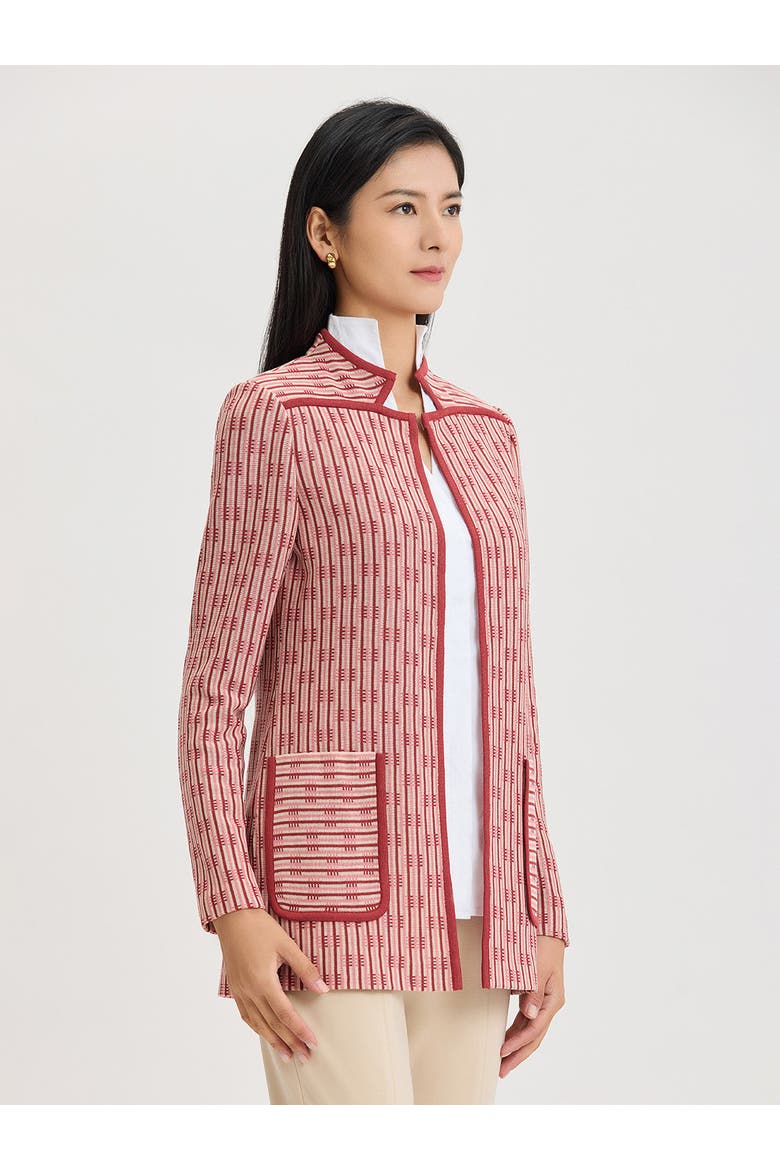 Heritage Contrast Trim Knit Jacket, Alternate, color, Honey Suckle/Russet/Biscotti
