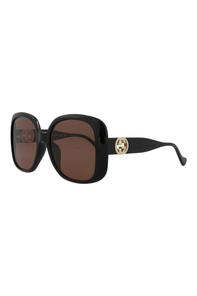 57mm Square Sunglasses, Alternate, color, BLACK BLACK BROWN