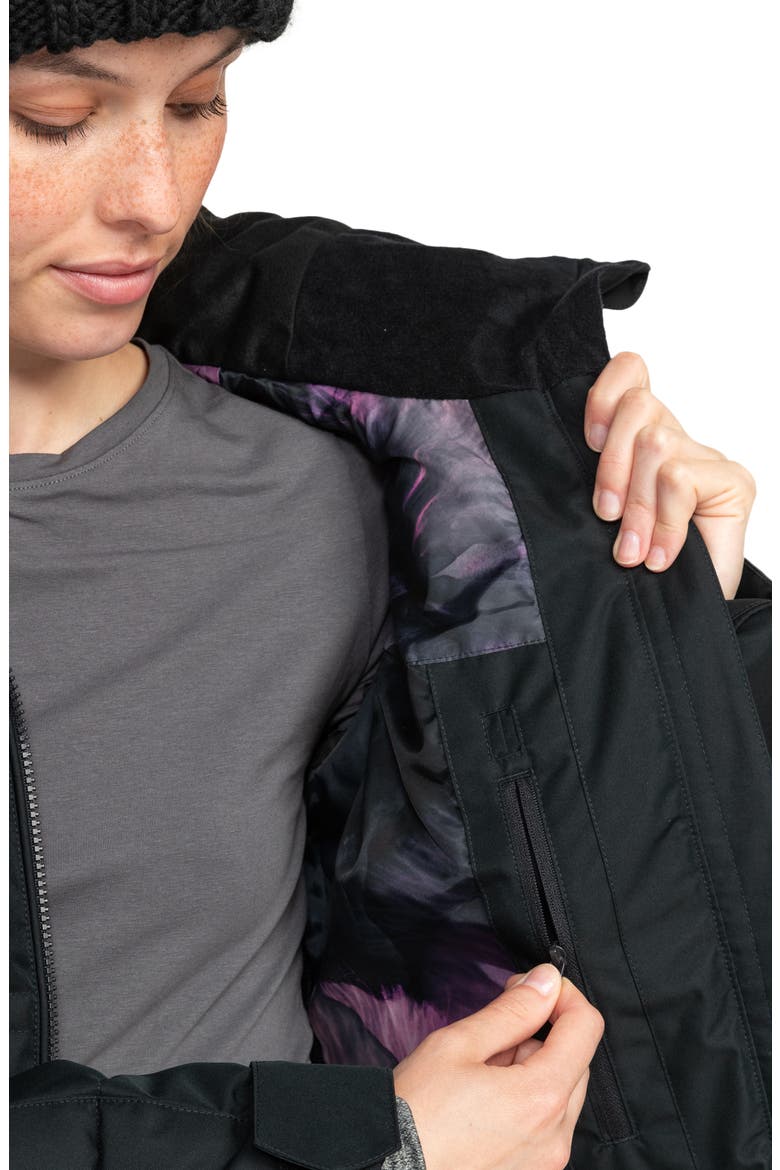 Quinn Durable Water Repellent Snow Jacket with Faux Fur Hood, Alternate, color, TRUE BLACK