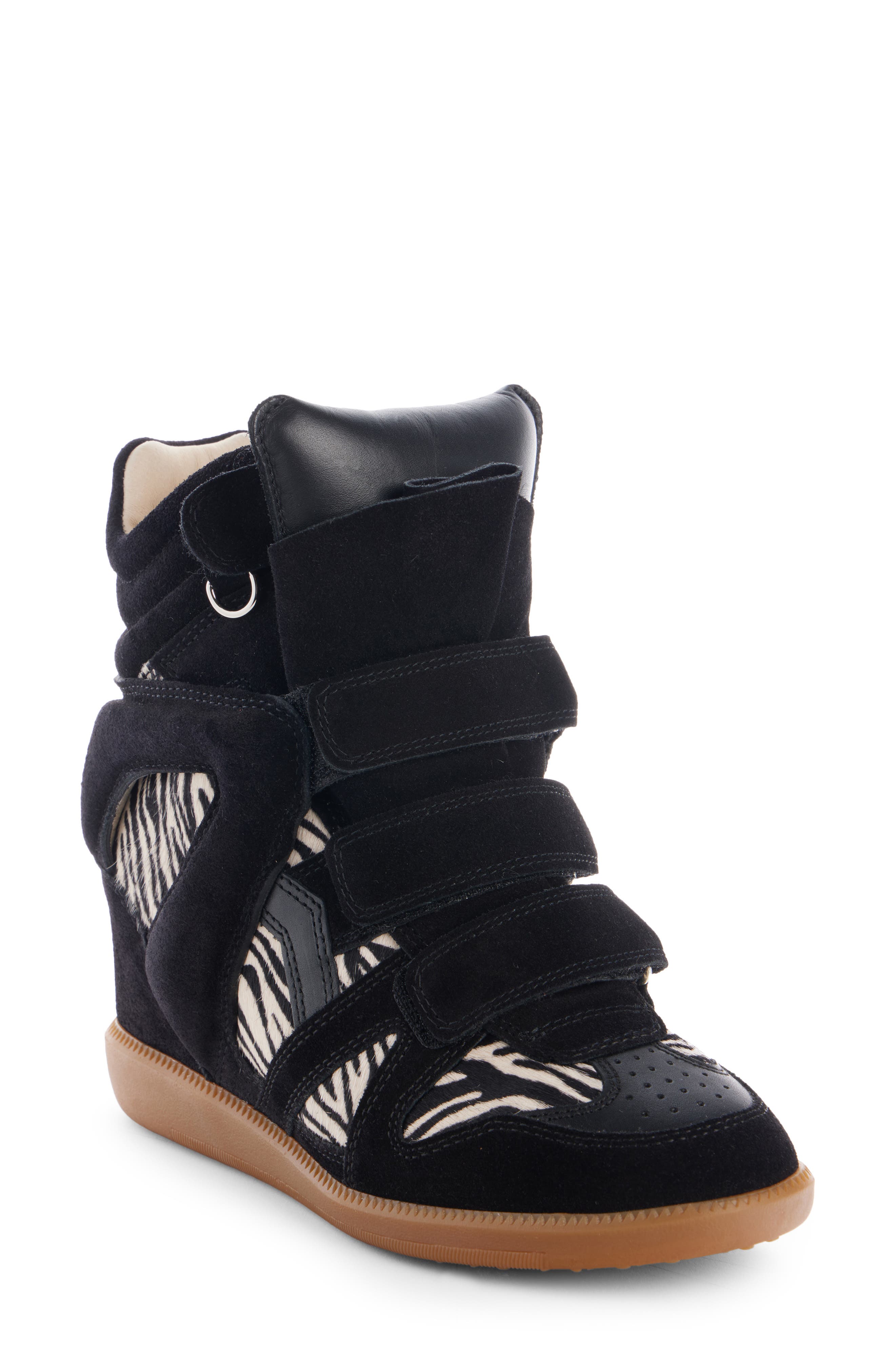 Bekett High Top Wedge Sneaker, Main, color, BLACK/ ZEBRA