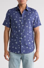 14th & Union Short Sleeve Linen & Cotton Button-Up Shirt