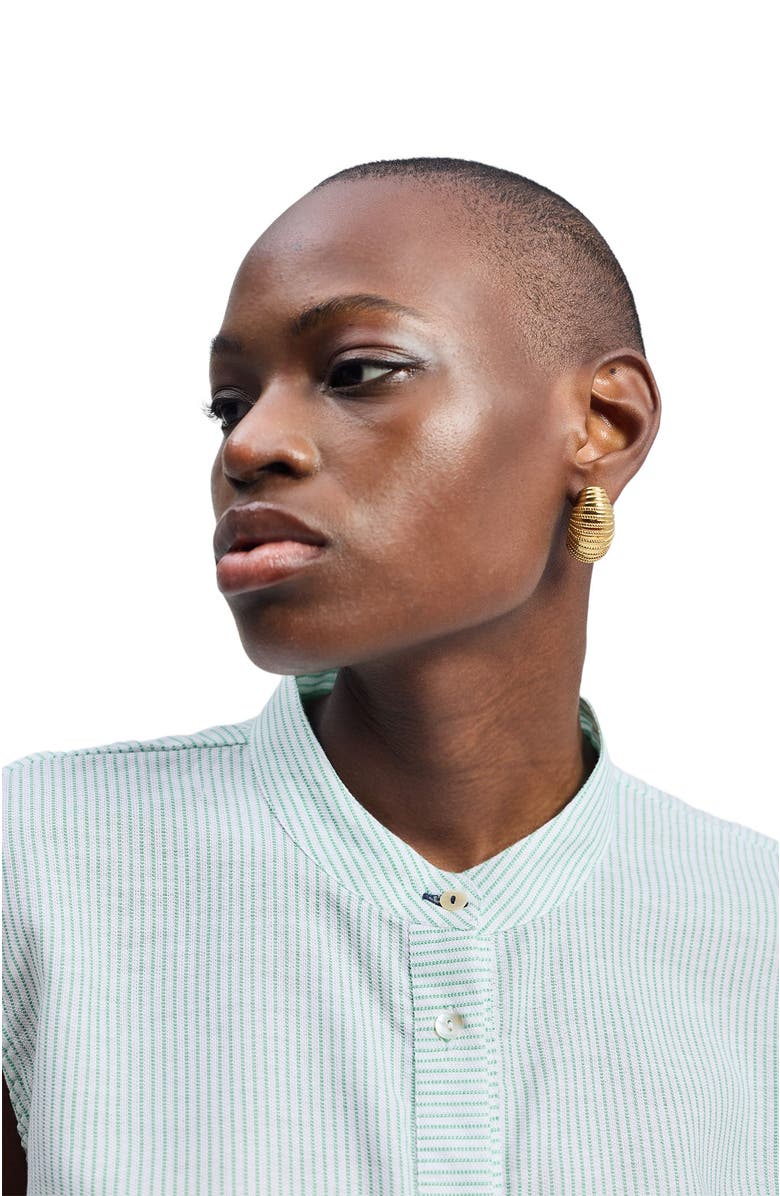 Reistor Button-down Shirt with Waist Drawstring in Stripes, Alternate, color, Parallel Paths