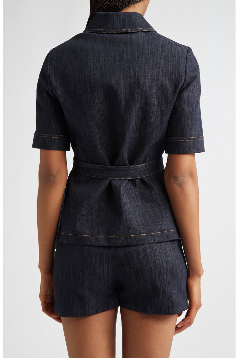 Belted Denim Jacket, Alternate, color, BLUE