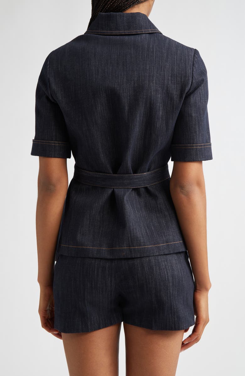 Eleventy Belted Denim Jacket, Alternate, color, Blue