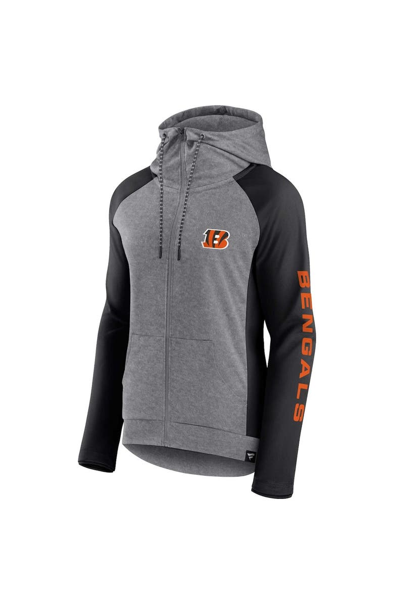 FANATICS Women's Fanatics Branded  Heather Gray/Black Cincinnati Bengals Blind Side Raglan Full-Zip Hoodie, Alternate, color, 
