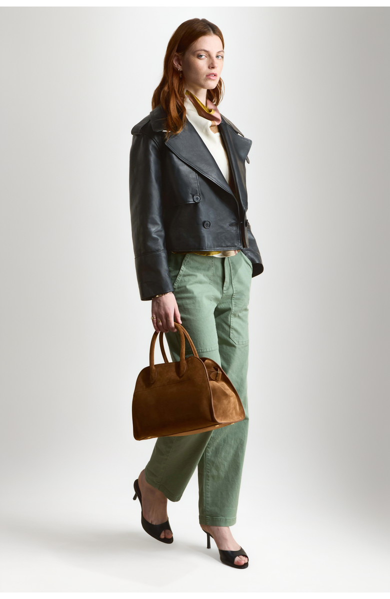 Furniq UK Lola Leather Jacket, Alternate, color, Black