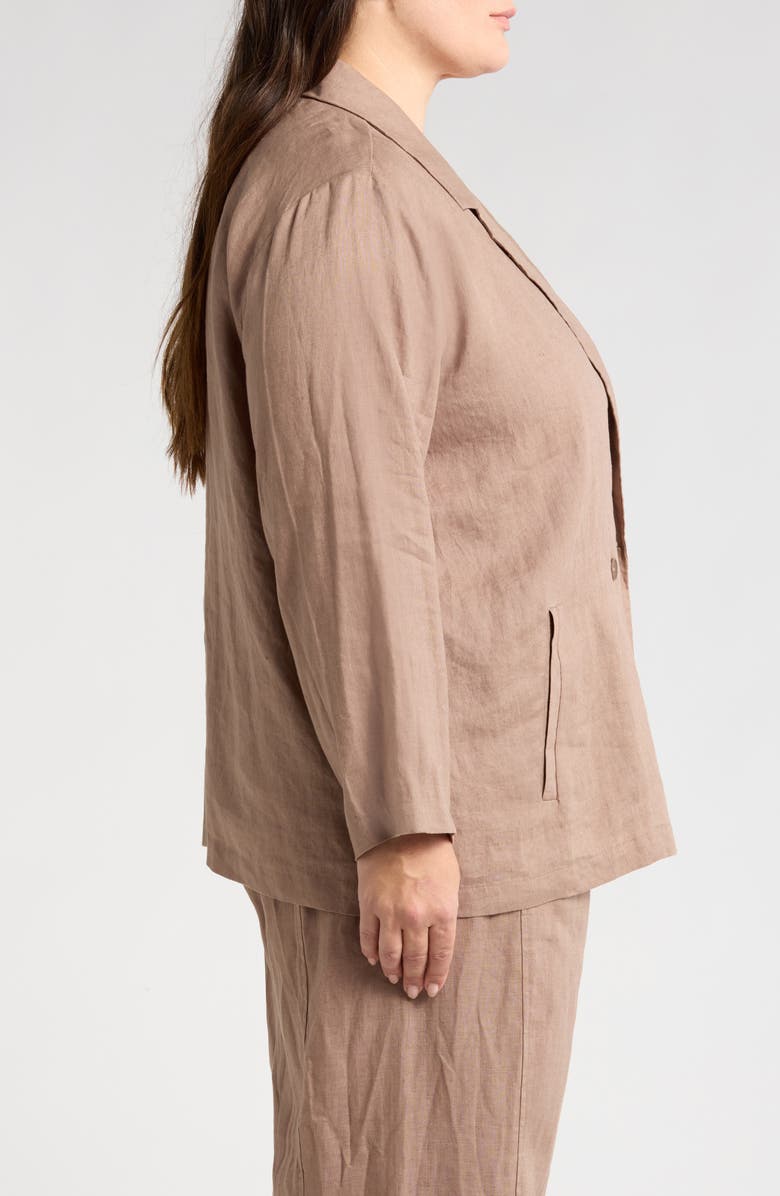 Eileen Fisher Double Breasted Organic Linen Blazer, Alternate, color, Cocoa