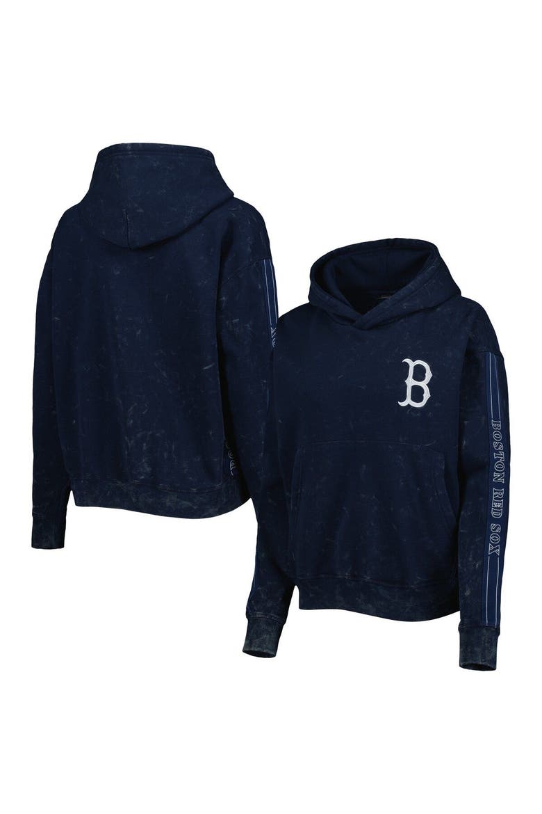 Women's The Wild Collective Navy Boston Red Sox Marble Pullover Hoodie, Main, color, Navy