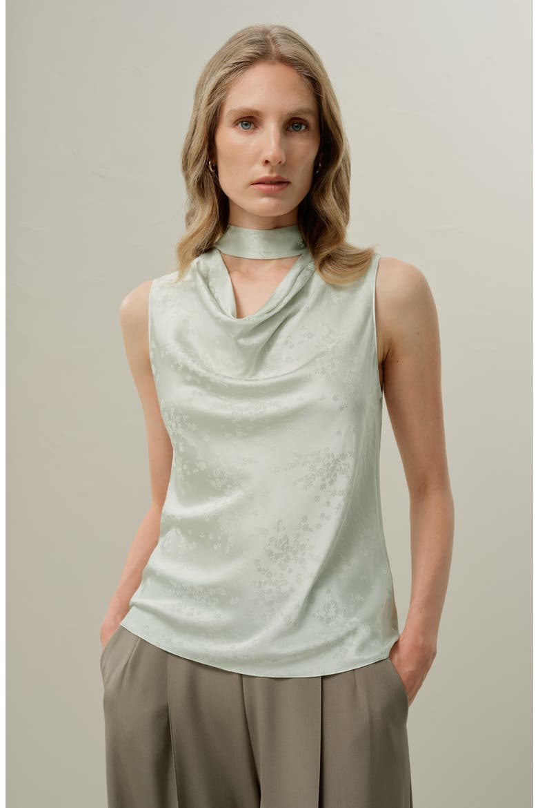 Women's Ying Jacquard Silk Tank, Alternate, color, Jade Green