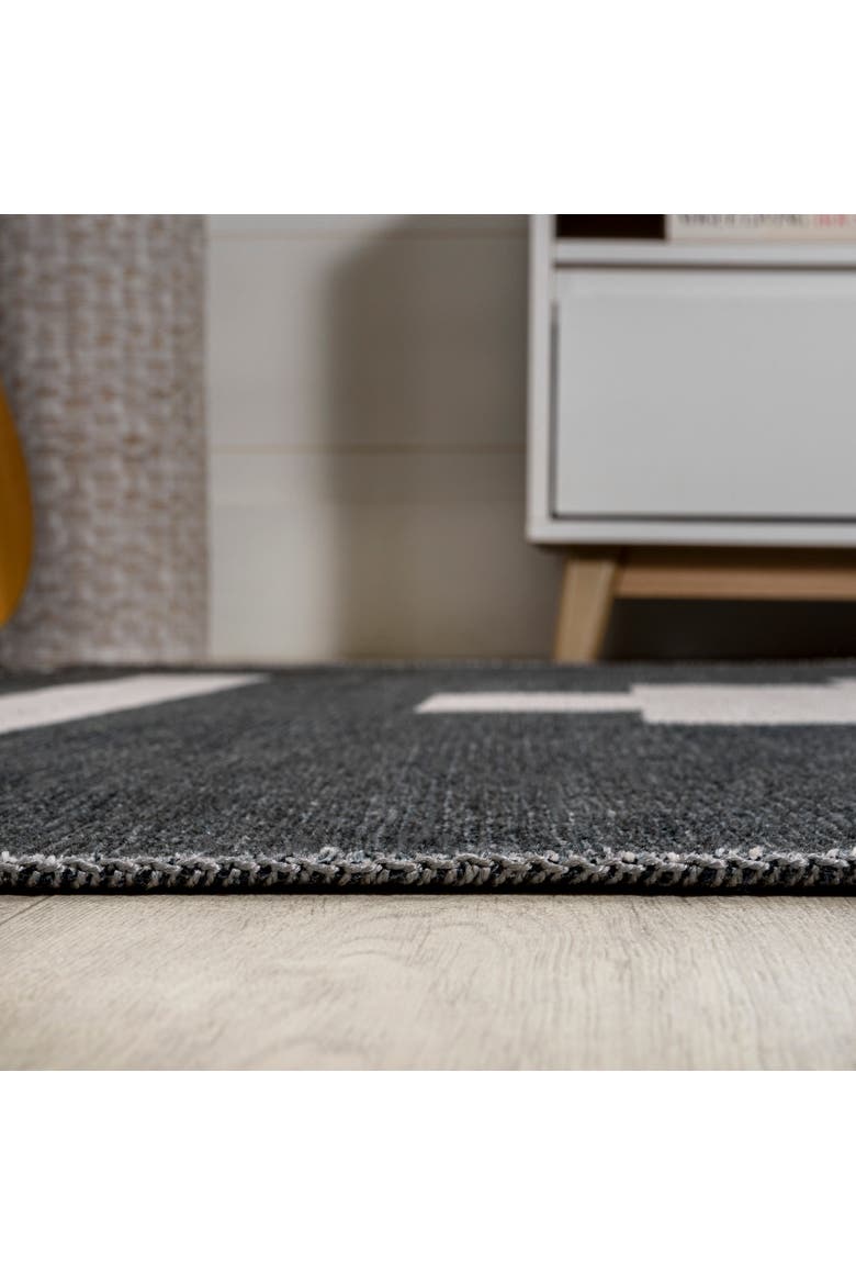 Adriel Geometric Medallion Machine-Washable Area Rug, Alternate, color, Black/Cream