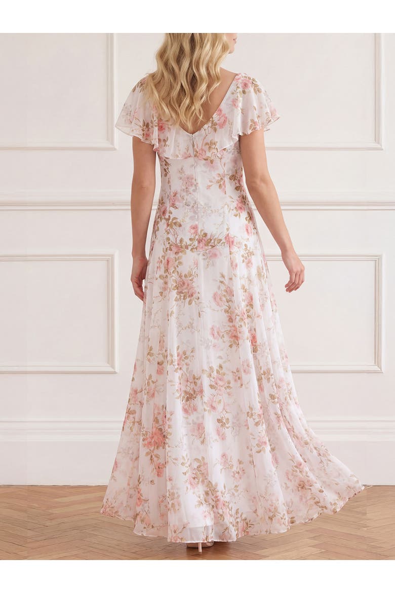 Summer's Rose Georgette Ankle Gown, Alternate, color, White