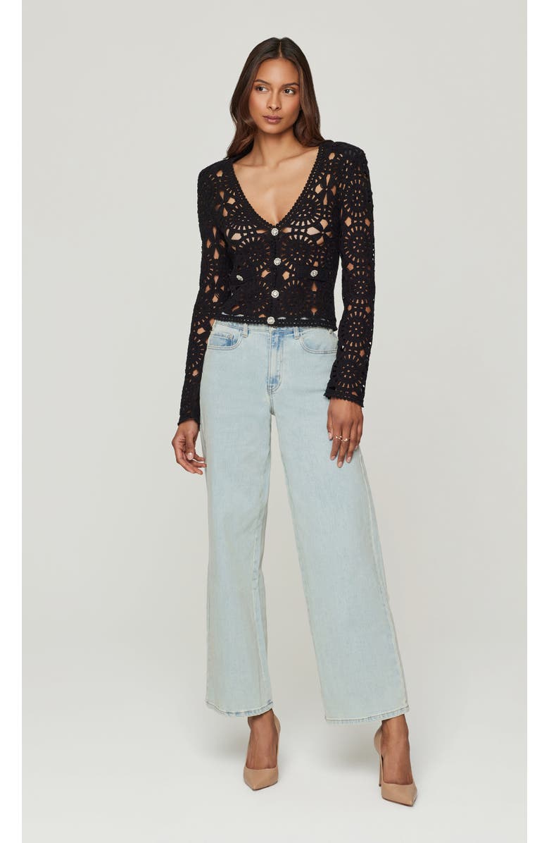 Generation Love Melody Crochet Cardigan, Alternate, color, Black