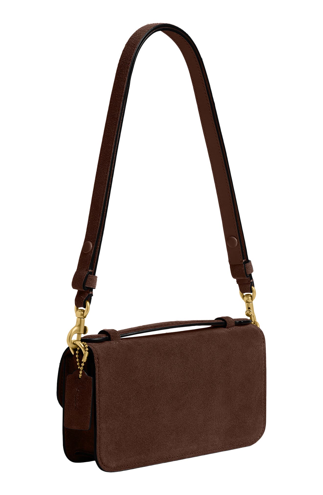 Elora Suede Top Handle Bag, Alternate, color, B4/ DARK CHOCOLATE