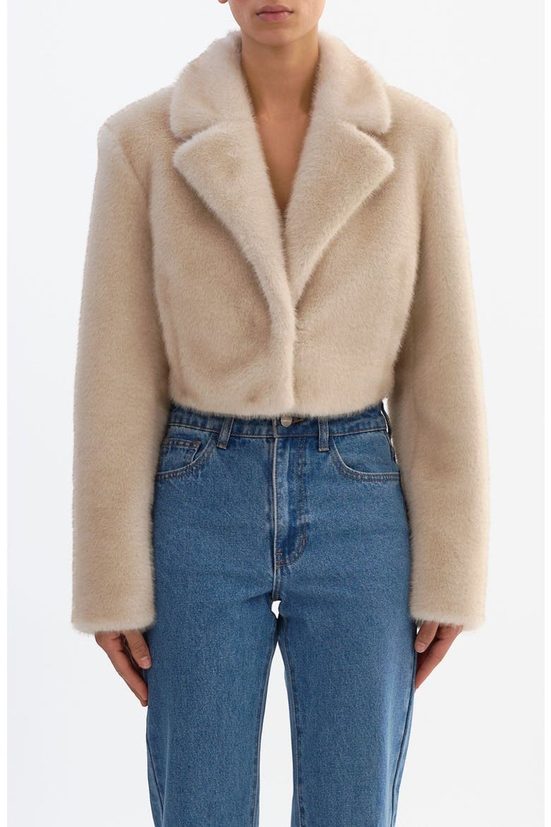 CARLIE | Faux Fur Cropped Blazer, Main, color, Angora