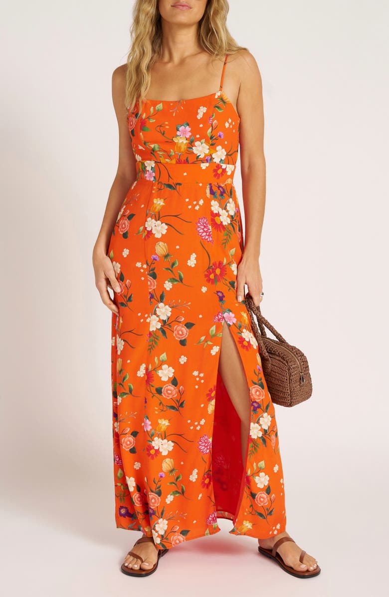 matty m. Floral Print Satin Maxi Dress, Alternate, color, 