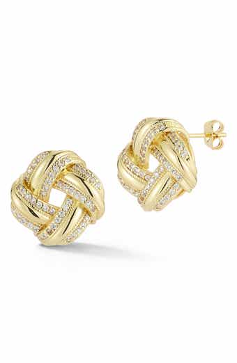 Cubic Zirconia Love Knot Stud Earrings
