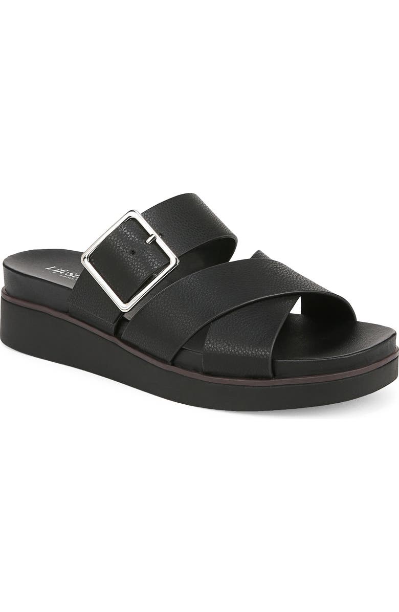 LifeStride Getaway Platform Slide Sandal, Main, color, Black