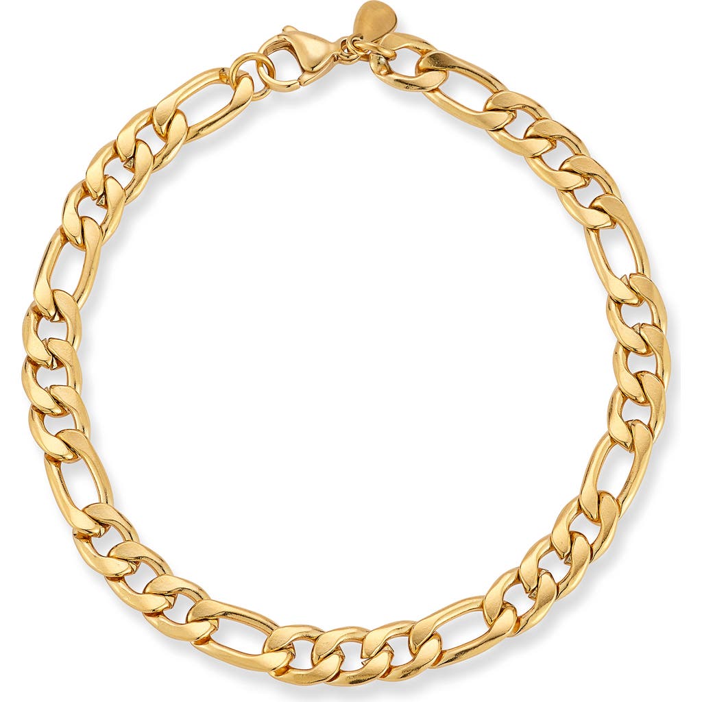 Yield Of Men 7mm Figaro Chain Bracelet In Gold