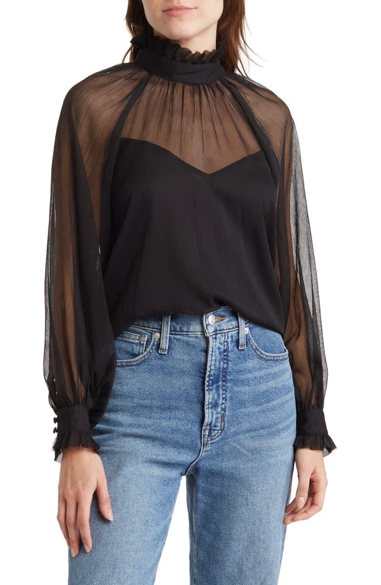 Blu Pepper Sheer Blouse, Main, color, 