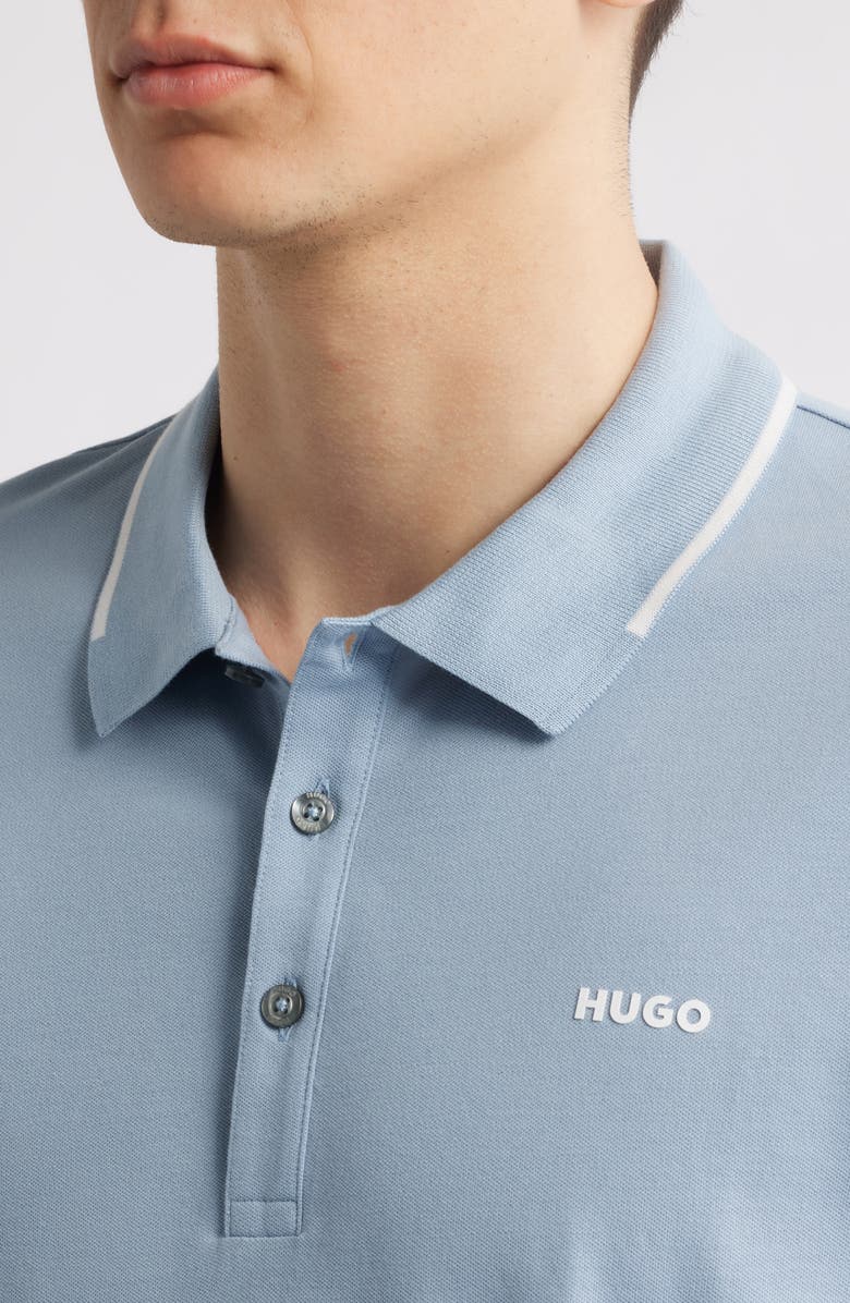 HUGO Dino Tipped Polo, Alternate, color, Open Blue