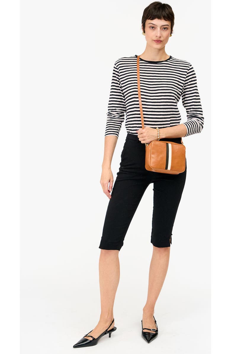 Clare V. Midi Sac Leather Crossbody Bag, Alternate, color, Rustic/ Black & Cream