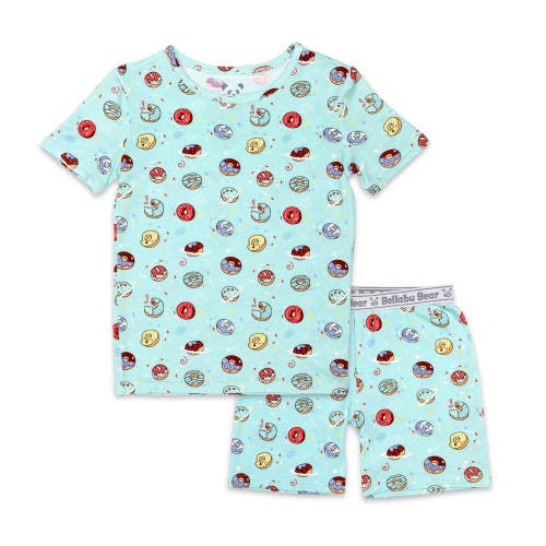 Bellabu Bear Blue Donut Kids 2-piece Short Sleeve & Shorts Pajama Set In Blue Donut
