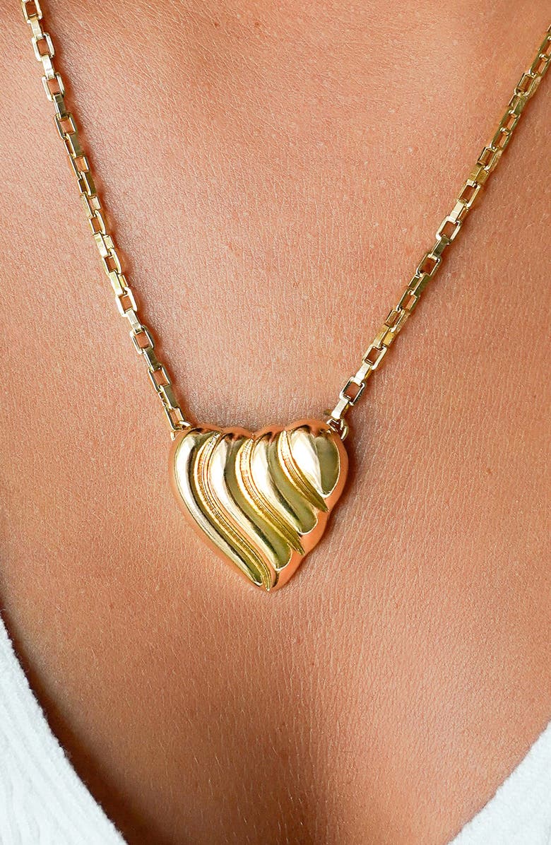 MARLYN SCHIFF Sophia Domed Heart Necklace, Alternate, color, Gold