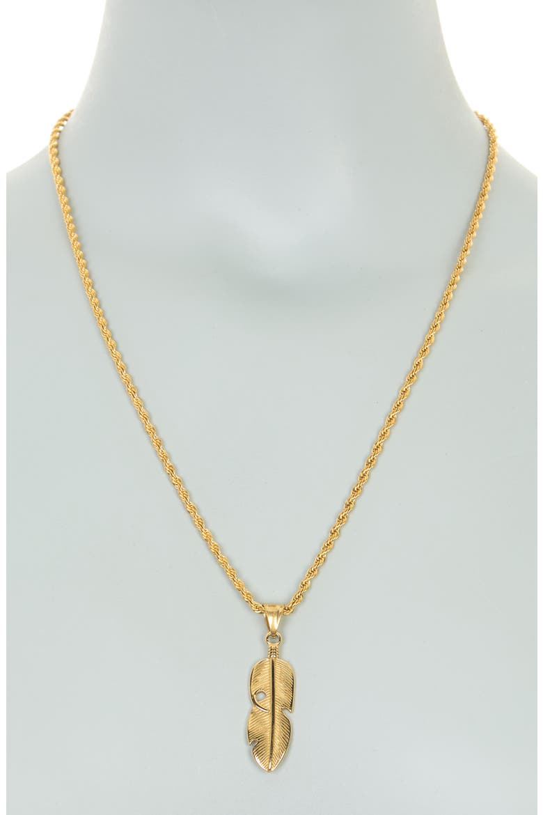Easton Feather Pendant Necklace, Alternate, color, GOLD