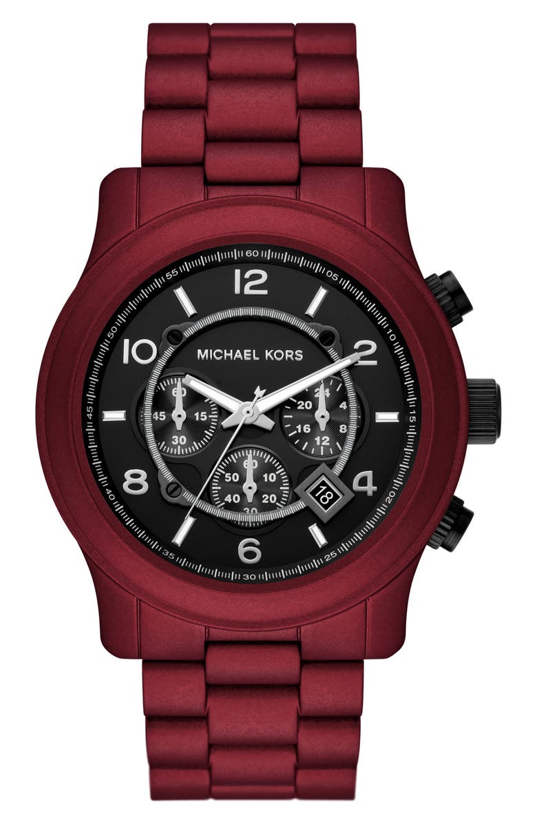 Michael Kors Runway Chronograph Quartz Stainless Steel Bracelet Watch, 45mm, Main, color,