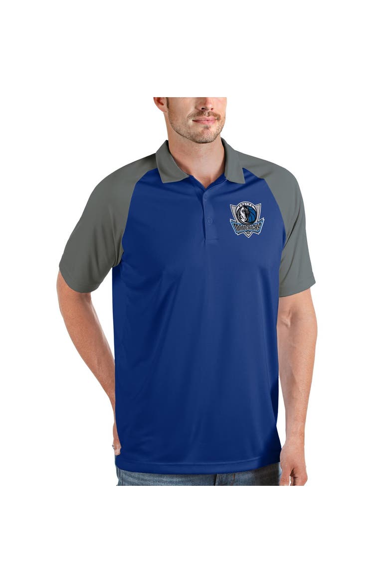 Men's Antigua Blue Dallas Mavericks Nova Raglan Polo, Main, color, Blue