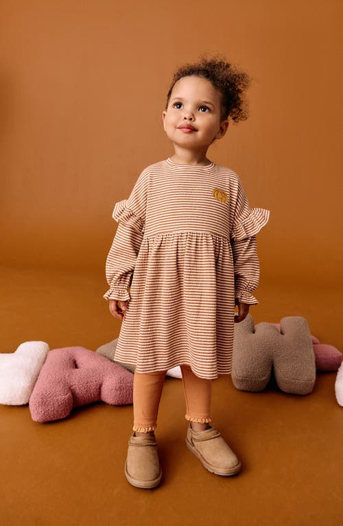 Next Kids' Crinkle Dress & Leggings Set In Brown
